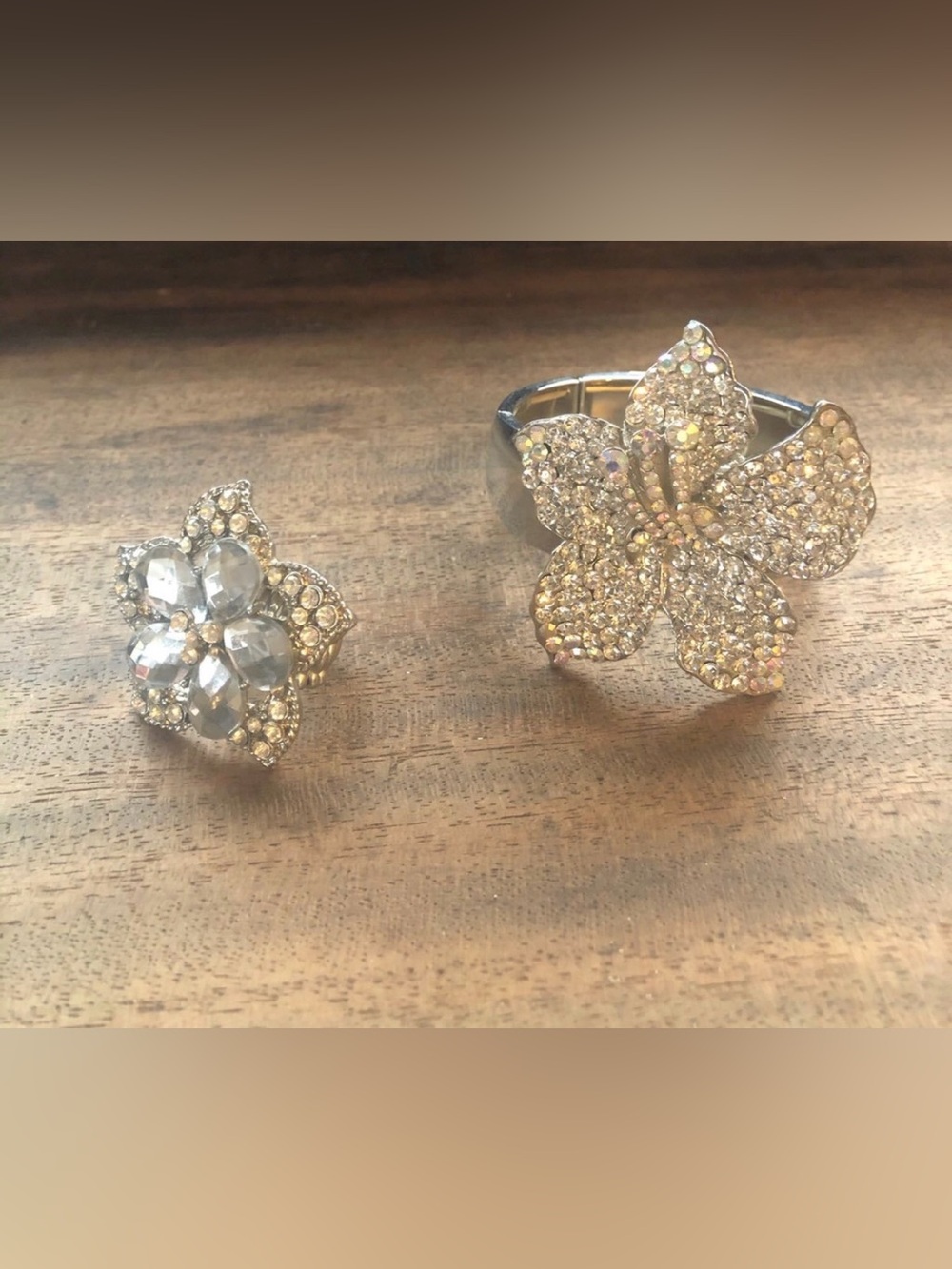 Crystal style costume Flower Statement Ring and Bracelet